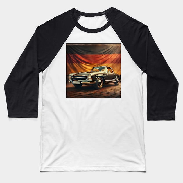 Mercedes Pagode with german flag vintage retro Baseball T-Shirt by TaevasDesign